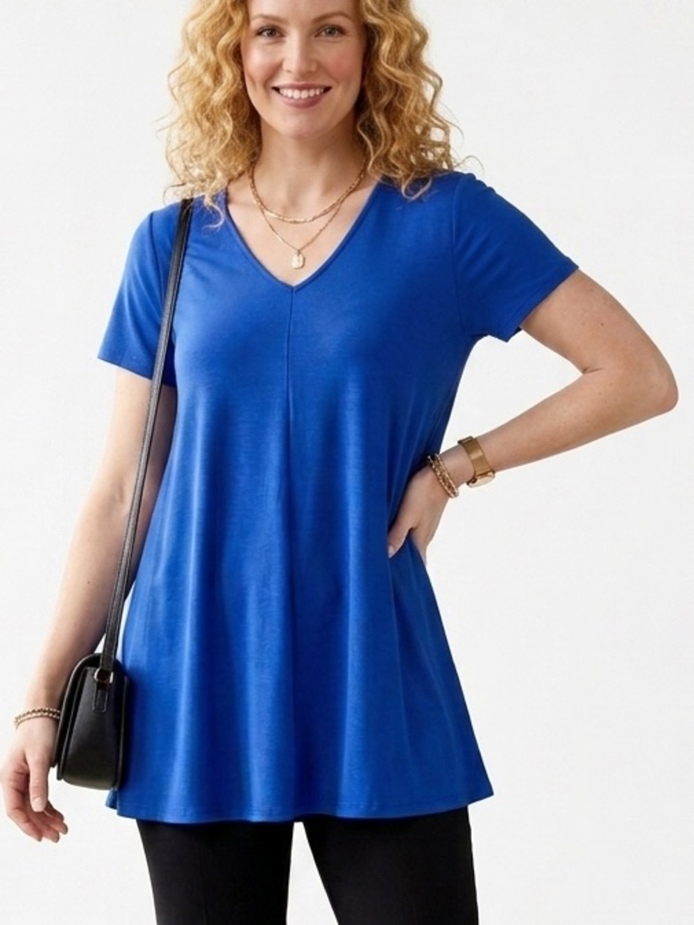 Grace Elements Cobalt Blue V-Neck Short Sleeve Tunic